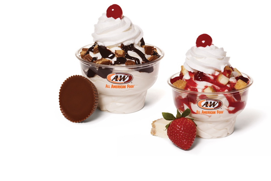 Strawberry Cheesecake Sundae & Hot Fudge Sundae made with Reese's